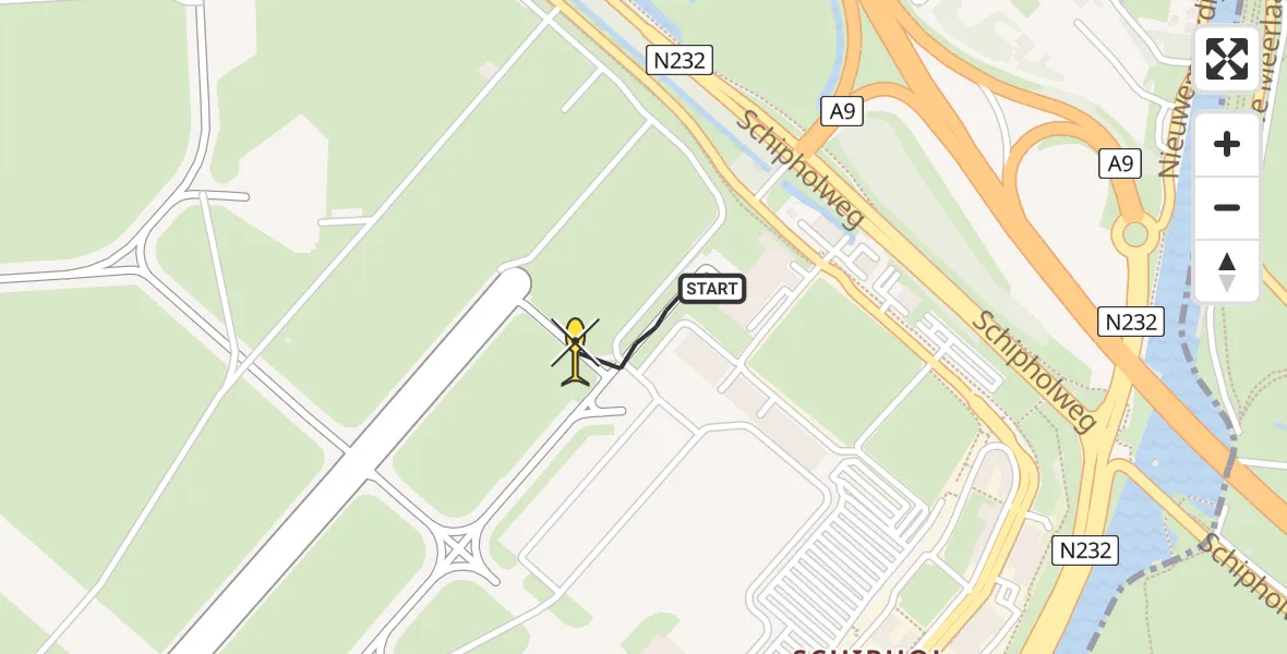 Vluchtroute Politiehelikopter van Schiphol naar Schiphol