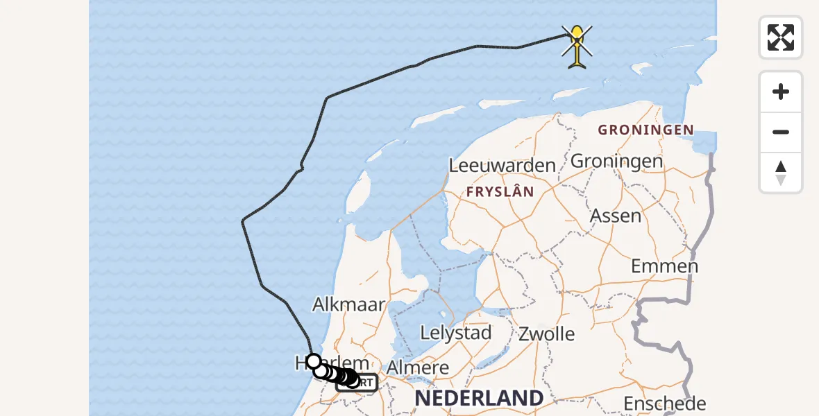 Routekaart van de vlucht: Politieheli naar Loevesteinse Randweg