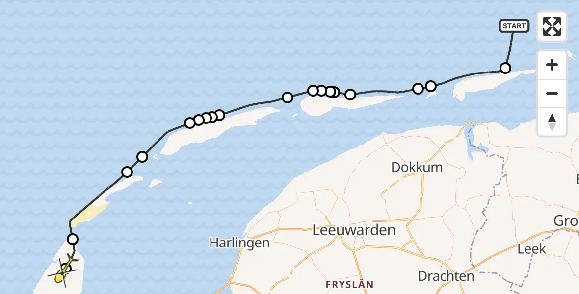 Routekaart van de vlucht: Politieheli naar Texel International Airport, Postweg