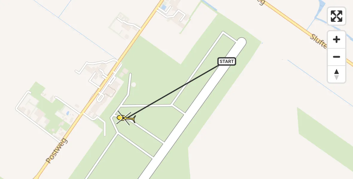 Routekaart van de vlucht: Politiehelikopter naar Texel International Airport, Postweg