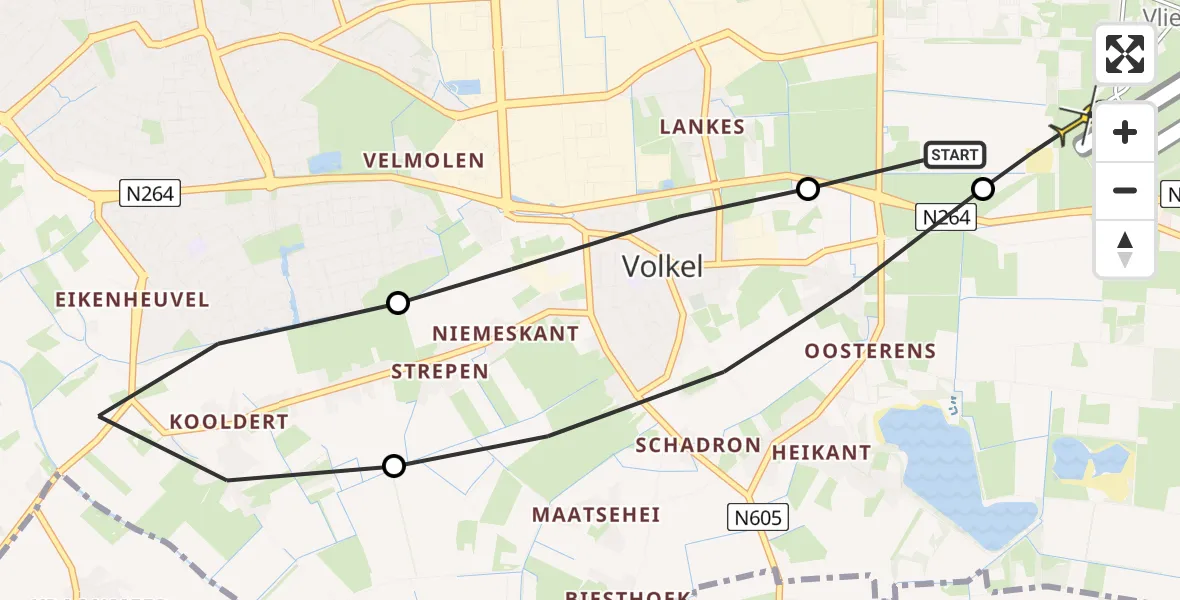 Routekaart van de vlucht: Lifeliner 3 naar Vliegbasis Volkel, Eeuwsels