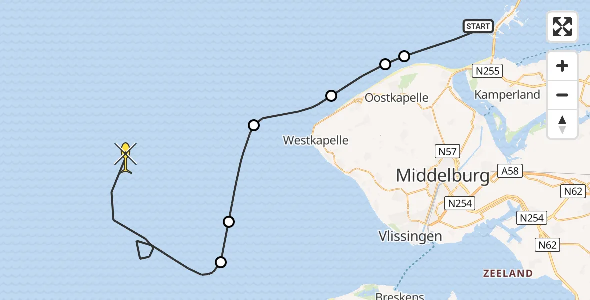 Routekaart van de vlucht: Politieheli naar 