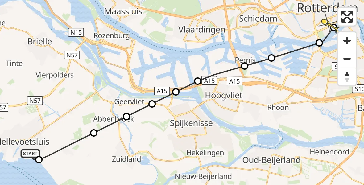 Routekaart van de vlucht: Lifeliner 2 naar Erasmus MC, Molendijk