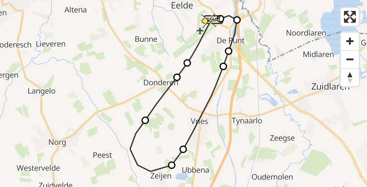 Routekaart van de vlucht: Lifeliner 4 naar Groningen Airport Eelde, Homsteeg