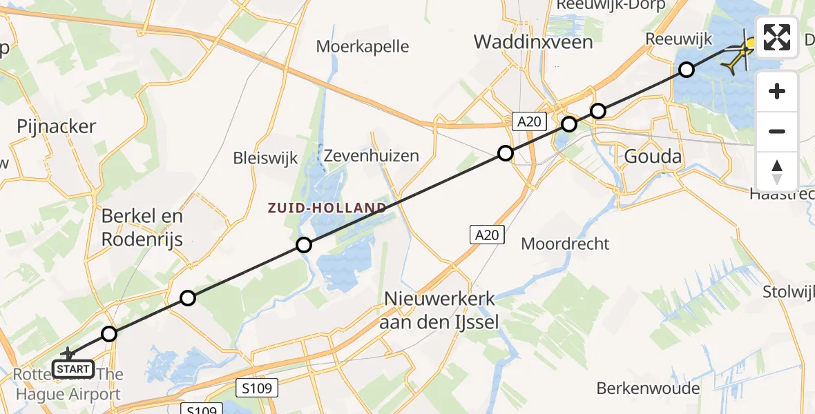 Routekaart van de vlucht: Lifeliner 2 naar Reeuwijk, Bovendijk