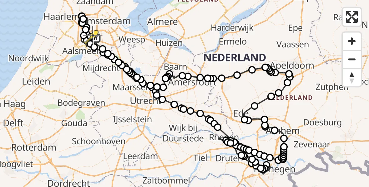Vluchtroute Politiehelikopter van Schiphol naar Schiphol