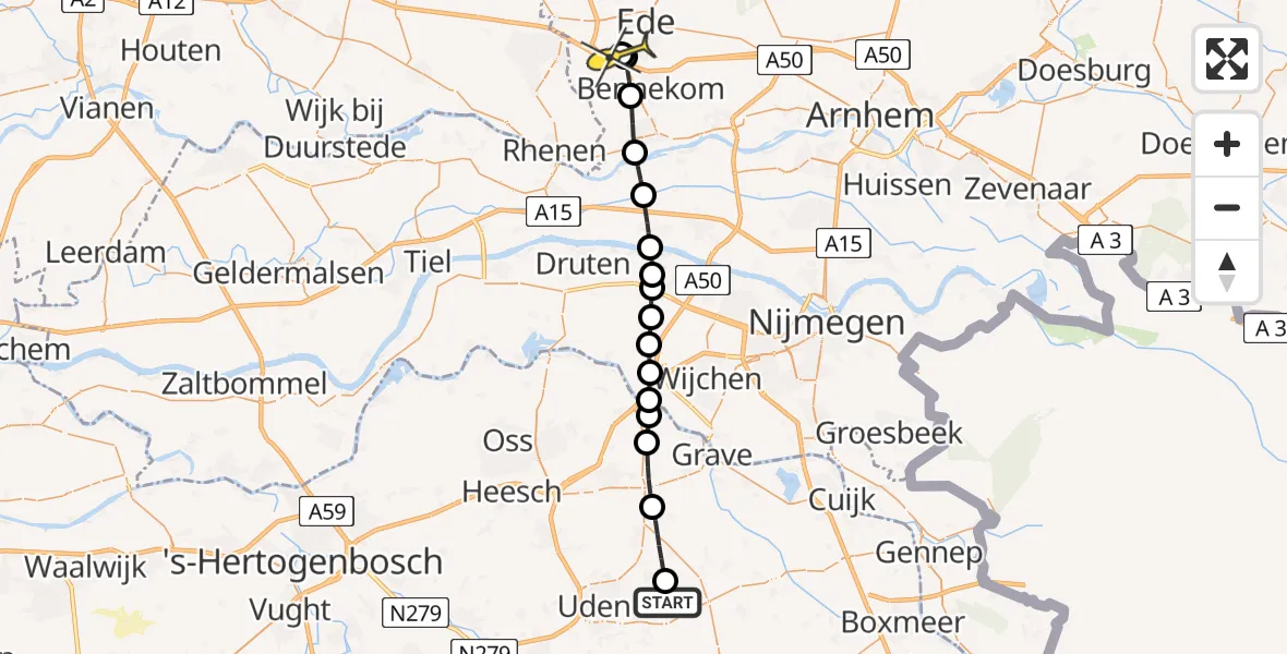 Routekaart van de vlucht: Lifeliner 3 naar Lukkien Heliport, Bovenste Trent