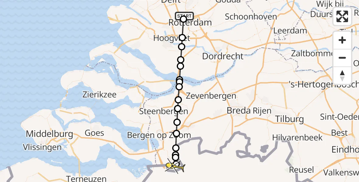 Routekaart van de vlucht: Lifeliner 2 naar Putte, Deelenpad