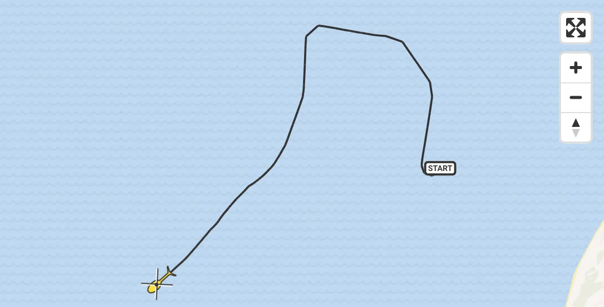 Routekaart van de vlucht: Kustwachthelikopter naar 