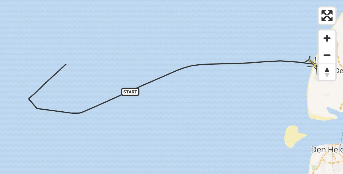 Routekaart van de vlucht: Kustwachthelikopter naar Den Burg, Westerslag