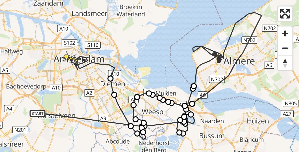 Routekaart van de vlucht: Politieheli naar Amsterdam, Kanaaldijk