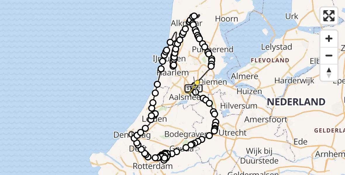 Vluchtroute Politiehelikopter van Schiphol naar Schiphol