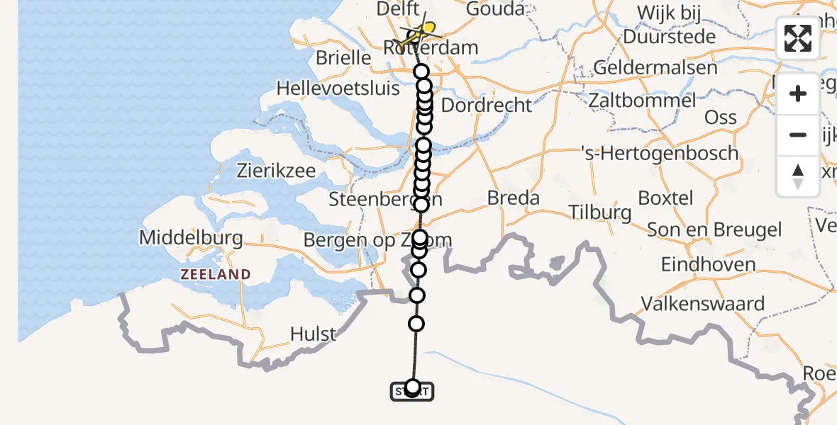 Routekaart van de vlucht: Lifeliner 2 naar Rotterdam The Hague Airport, Vliegveldweg