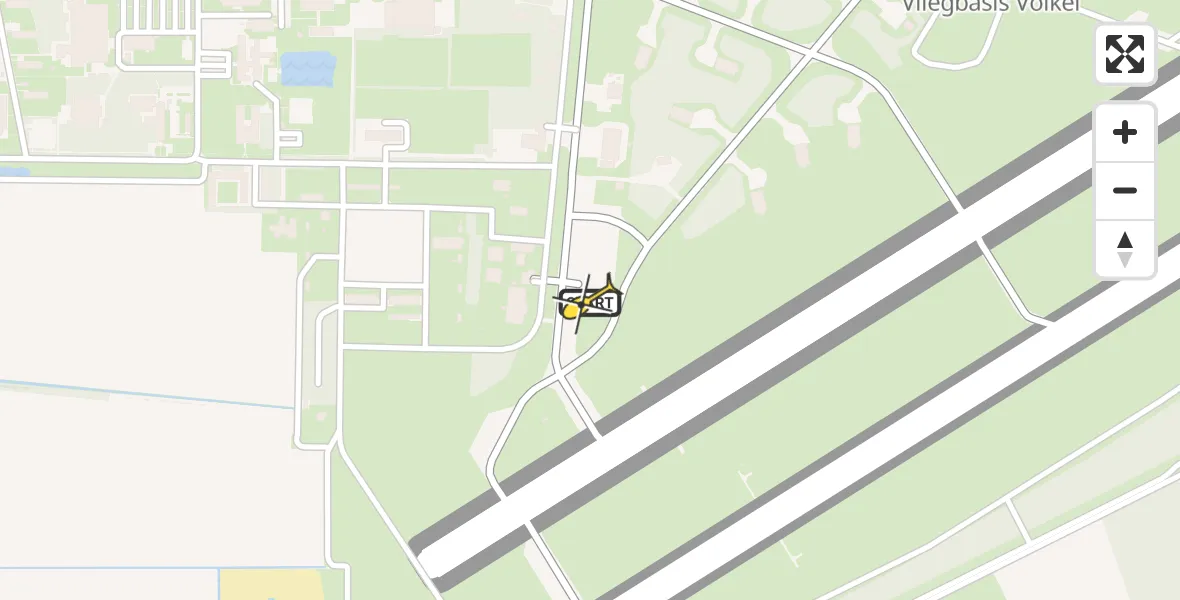 Vluchtroute Politiehelikopter van Vliegbasis Volkel naar Vliegbasis Volkel