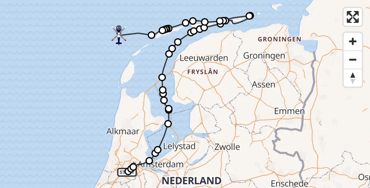 Vluchtroute Politiehelikopter Schiphol - , 05 maart 2025, 07:47