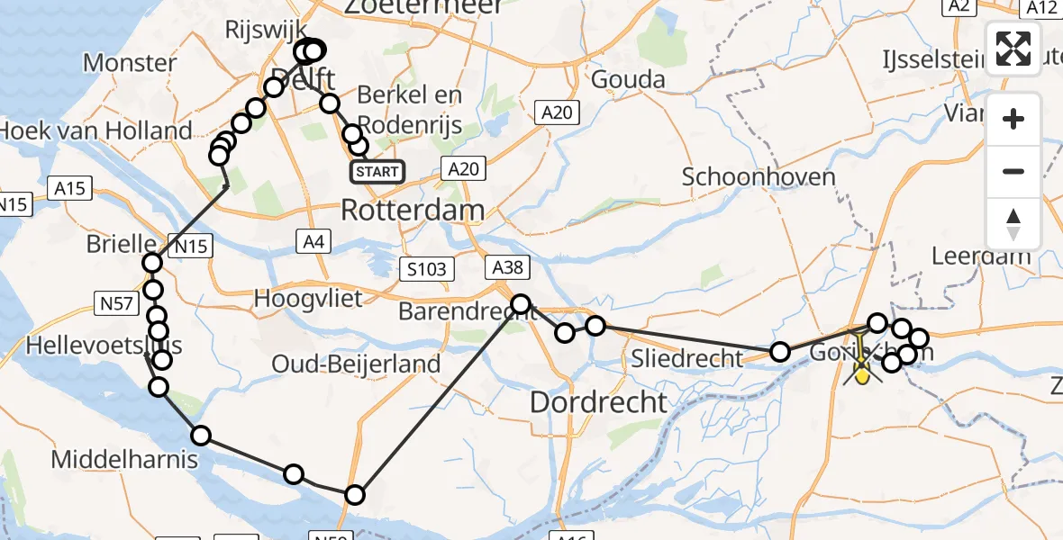 Routekaart van de vlucht: Politiehelikopter naar Gorinchem, Buiten de Waterpoort