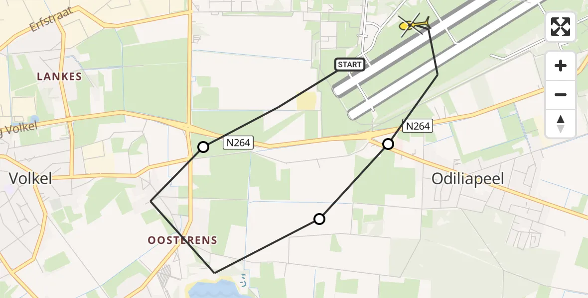 Routekaart van de vlucht: Lifeliner 3 naar Vliegbasis Volkel, Zeelandsedijk