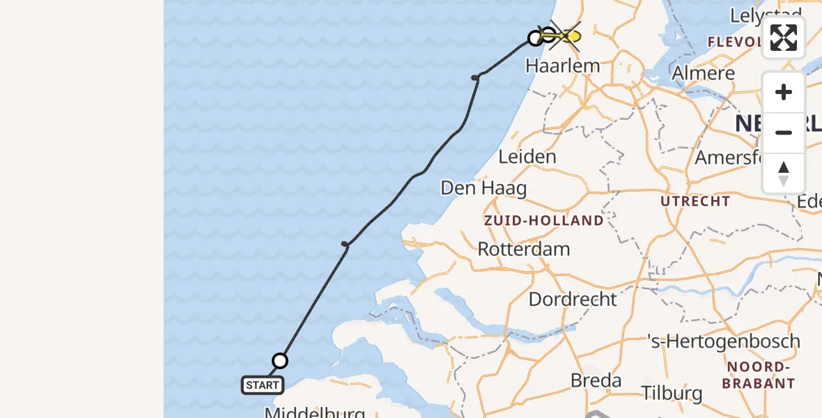 Routekaart van de vlucht: Politieheli naar IJmuiden, IJmuiderstraatweg