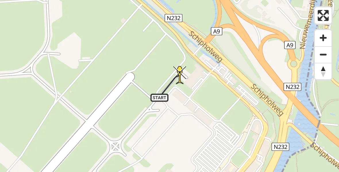 Vluchtroute Politiehelikopter van Schiphol naar Schiphol
