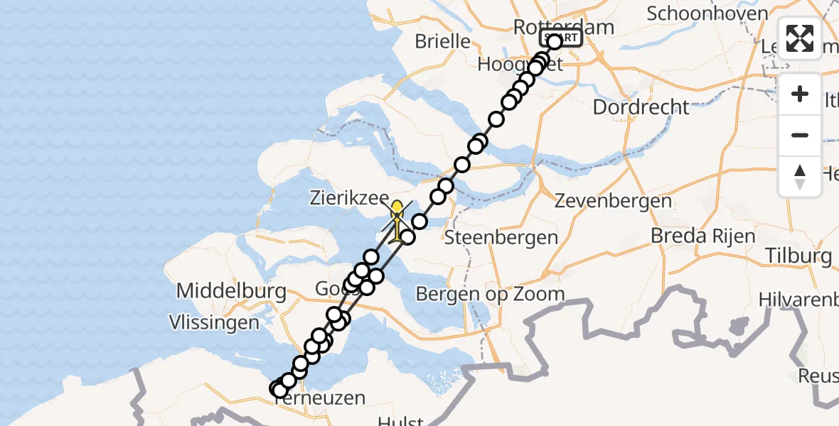 Routekaart van de vlucht: Lifeliner 2 naar Stavenisse, Lloydkwartier