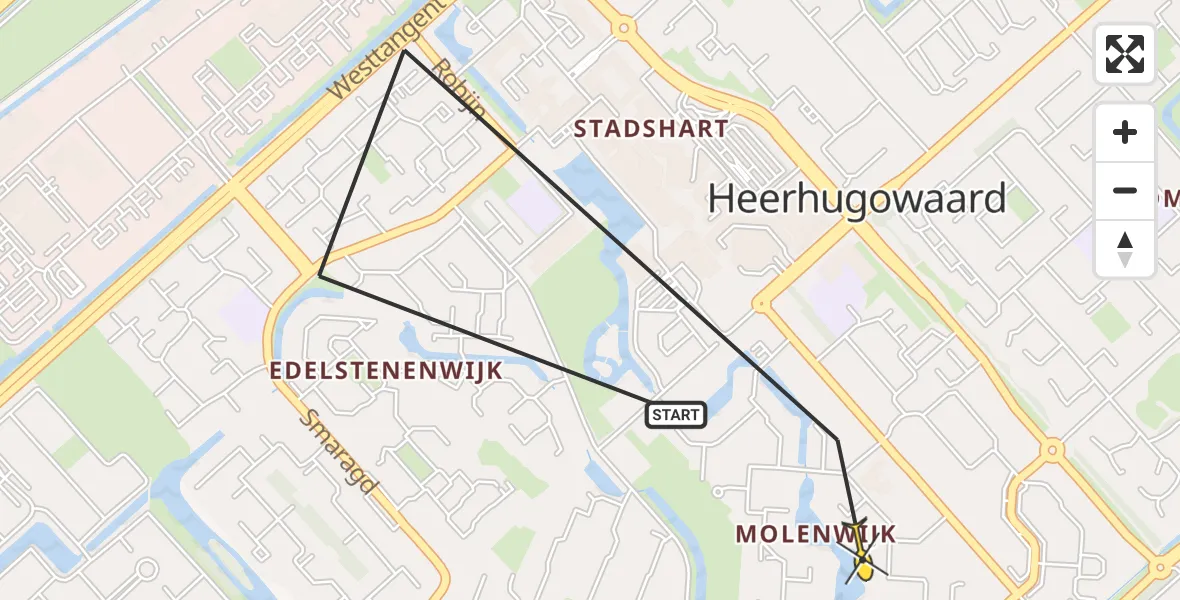 Routekaart van de vlucht: Politiehelikopter naar Heerhugowaard, Robijn