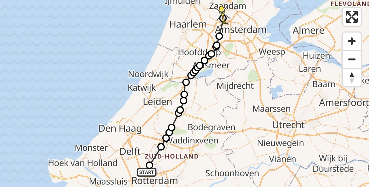Routekaart van de vlucht: Lifeliner 1 naar Amsterdam Heliport, Elbaweg