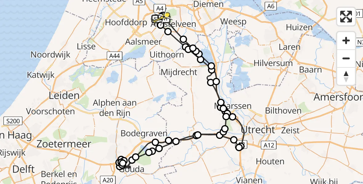 Routekaart van de vlucht: Politieheli naar Schiphol, Westerkimweg