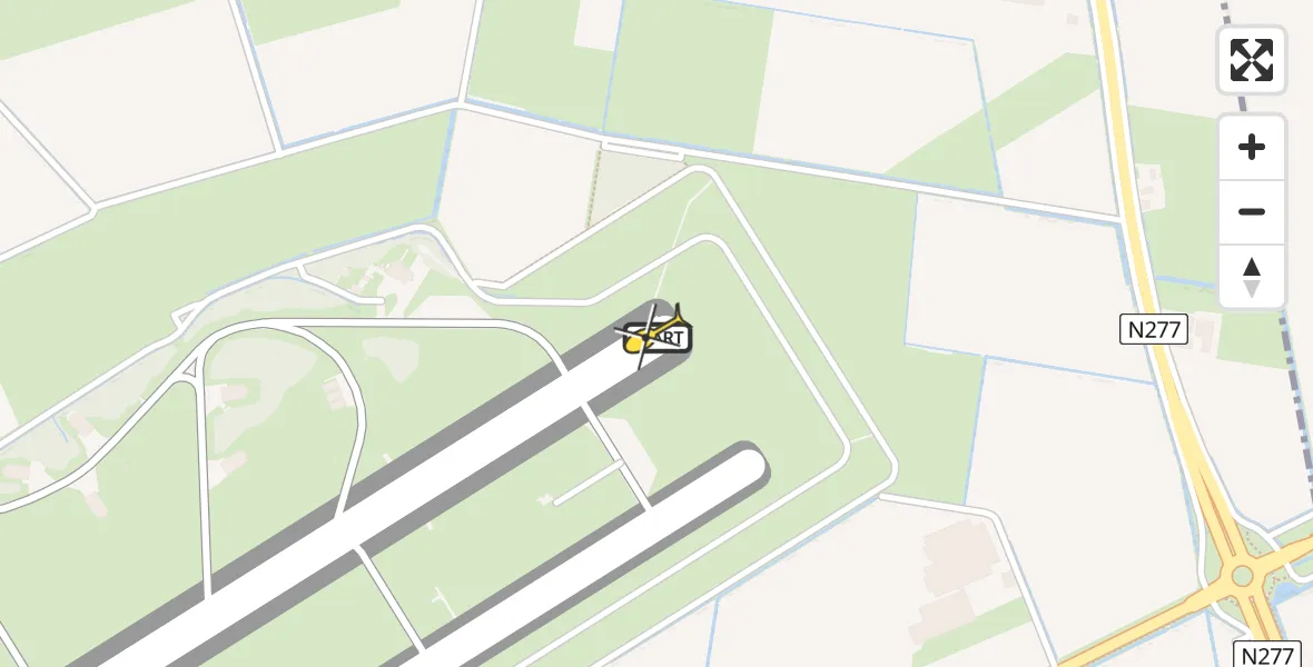 Routekaart van de vlucht: Politiehelikopter naar Volkel, Zeelandsedijk