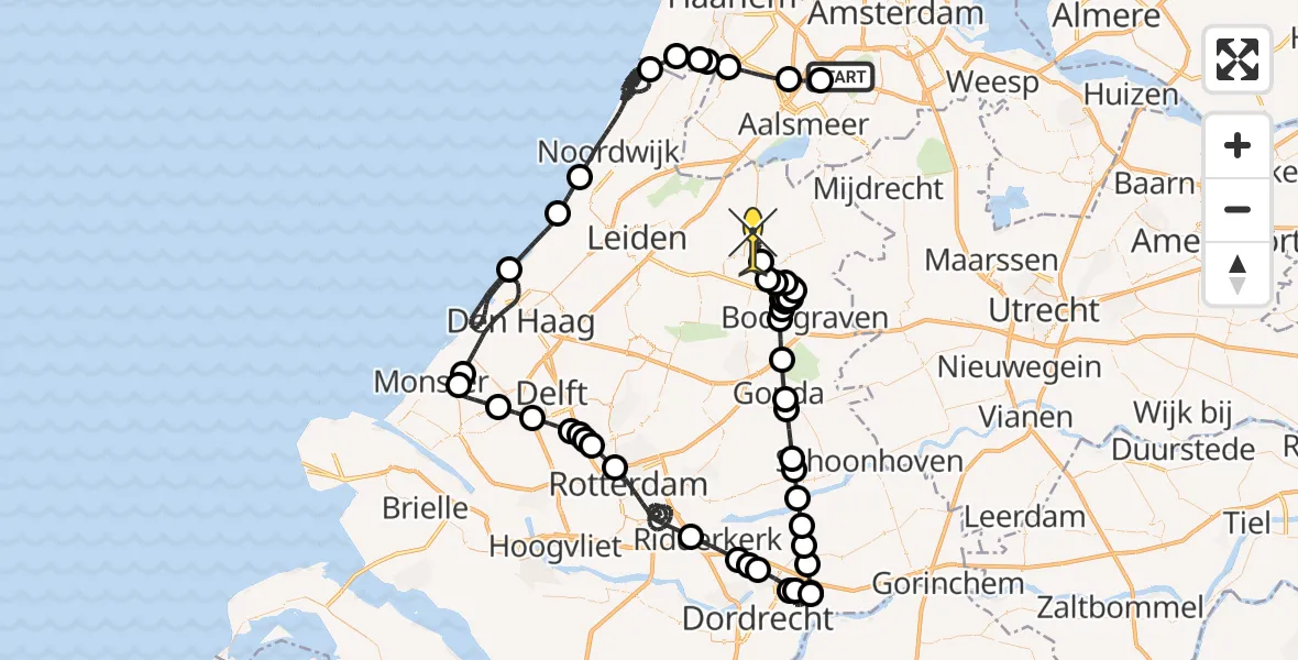 Routekaart van de vlucht: Politieheli naar Alphen aan den Rijn, Loevesteinse Randweg