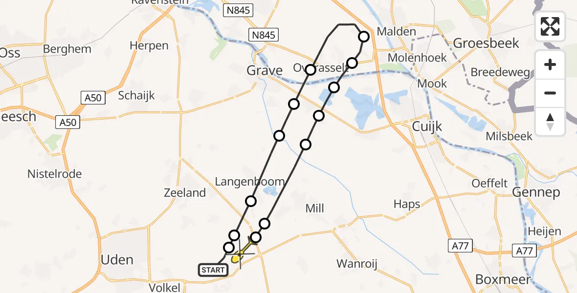 Routekaart van de vlucht: Lifeliner 3 naar Volkel, Trentsedijk