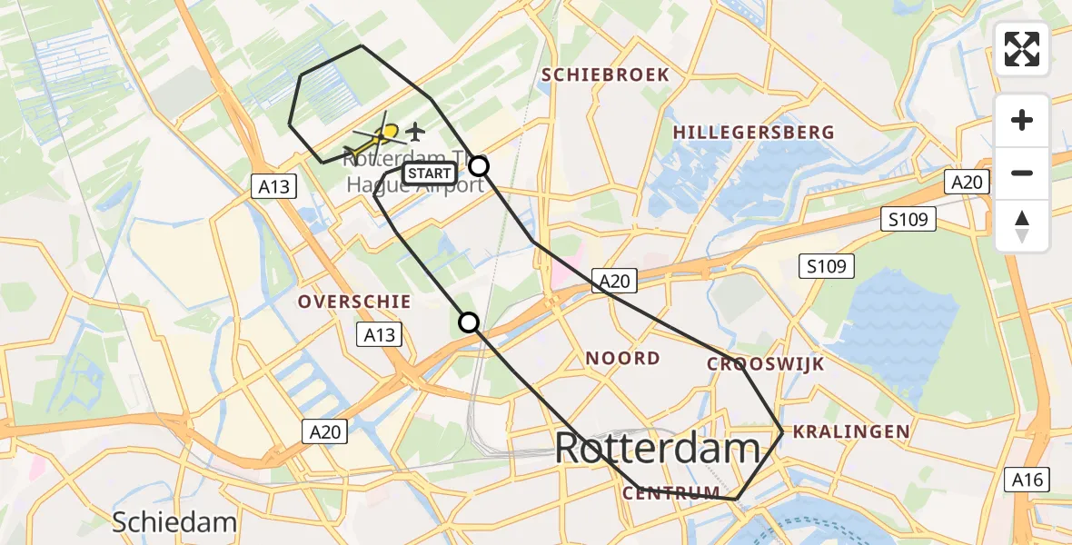 Routekaart van de vlucht: Lifeliner 2 naar Rotterdam The Hague Airport, Ypenburgstraat