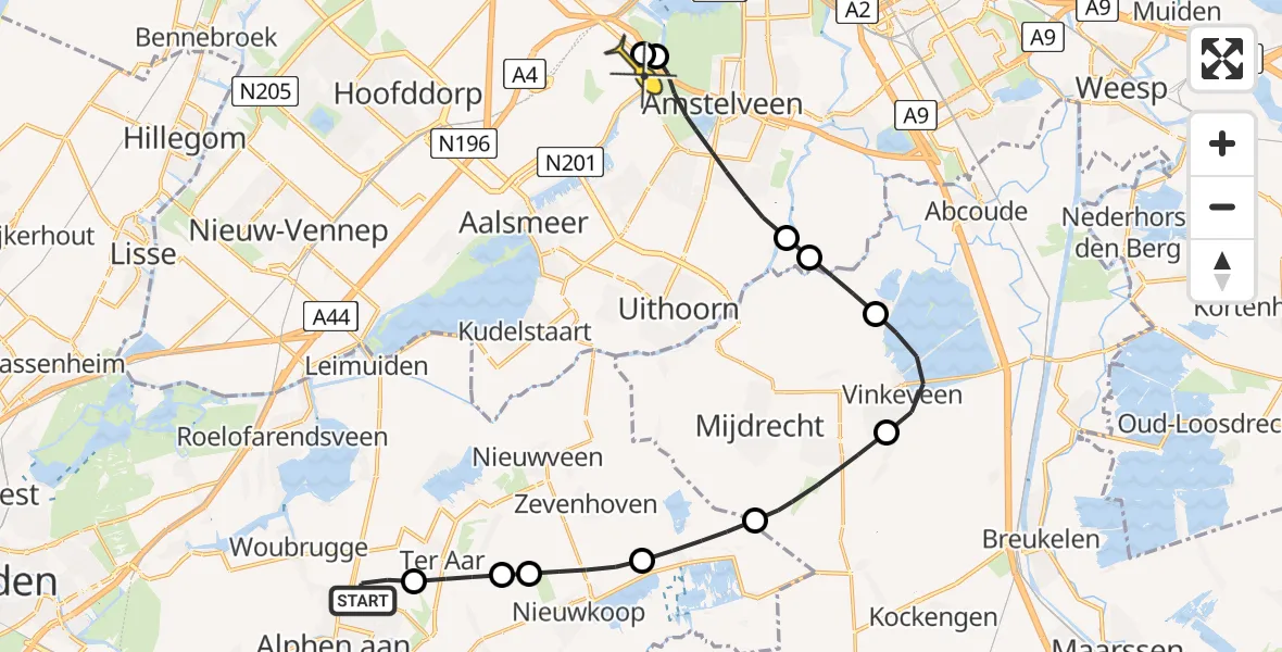 Routekaart van de vlucht: Politieheli naar Schiphol, Krakeeltocht