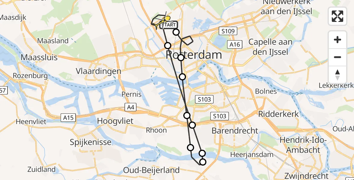 Routekaart van de vlucht: Lifeliner 2 naar Rotterdam The Hague Airport, Brandenburgbaan