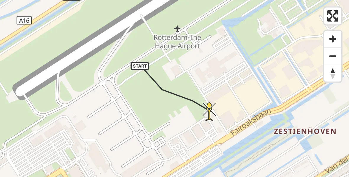 Routekaart van de vlucht: Lifeliner 2 naar Rotterdam The Hague Airport, Brandenburgbaan