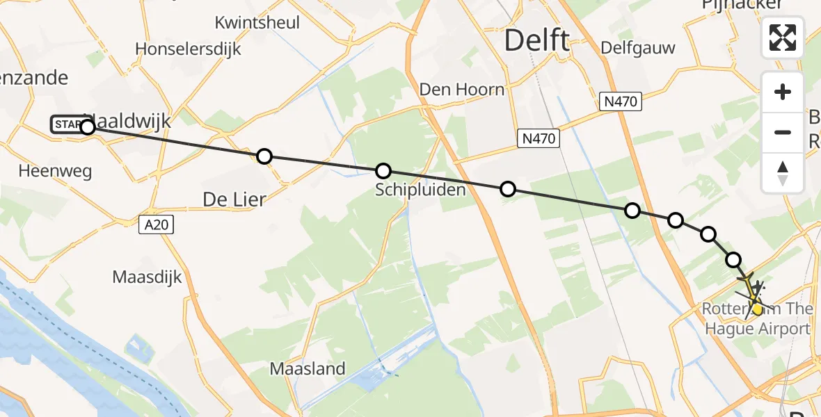 Routekaart van de vlucht: Lifeliner 2 naar Rotterdam The Hague Airport, Plataan