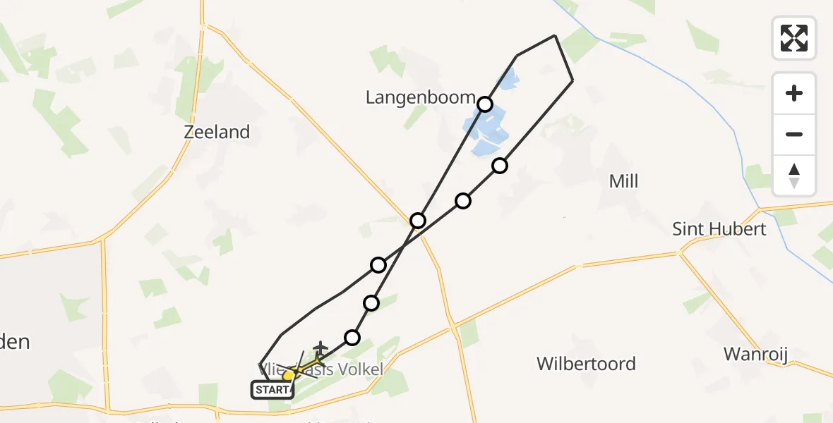 Routekaart van de vlucht: Lifeliner 3 naar Vliegbasis Volkel, Zeelandsedijk