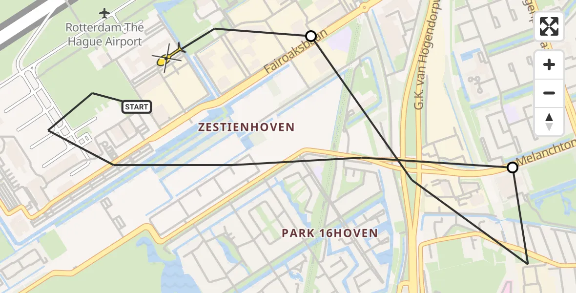 Routekaart van de vlucht: Lifeliner 2 naar Rotterdam The Hague Airport, Ada Lovelacestraat