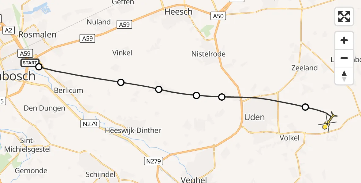 Routekaart van de vlucht: Lifeliner 3 naar Vliegbasis Volkel, Wamberg