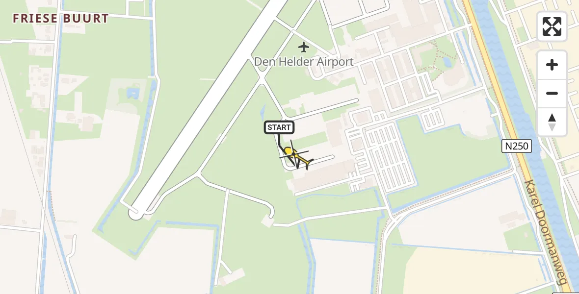 Vluchtroute Kustwachthelikopter van Vliegveld De Kooy naar Vliegveld De Kooy