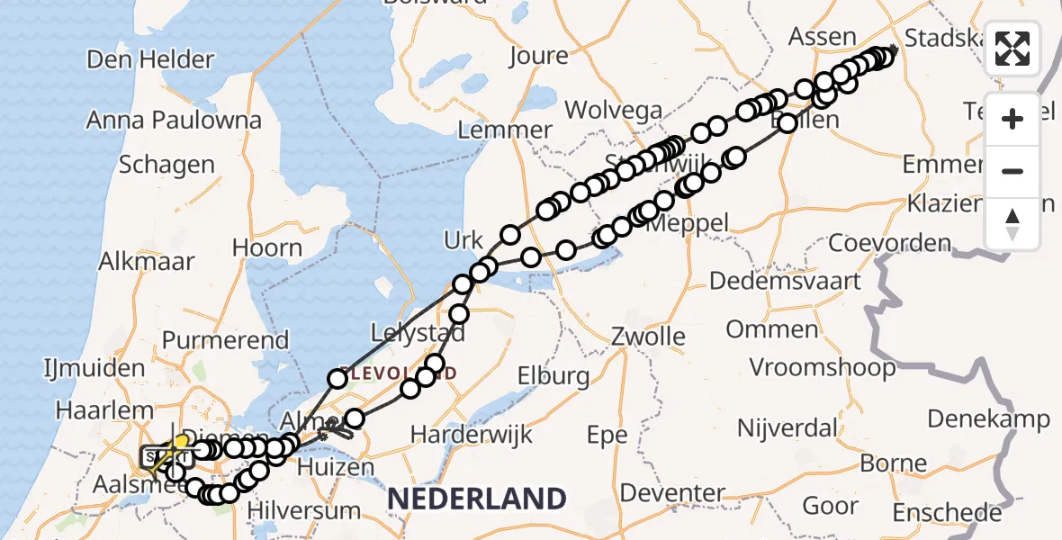 Vluchtroute Politiehelikopter van Schiphol naar Schiphol