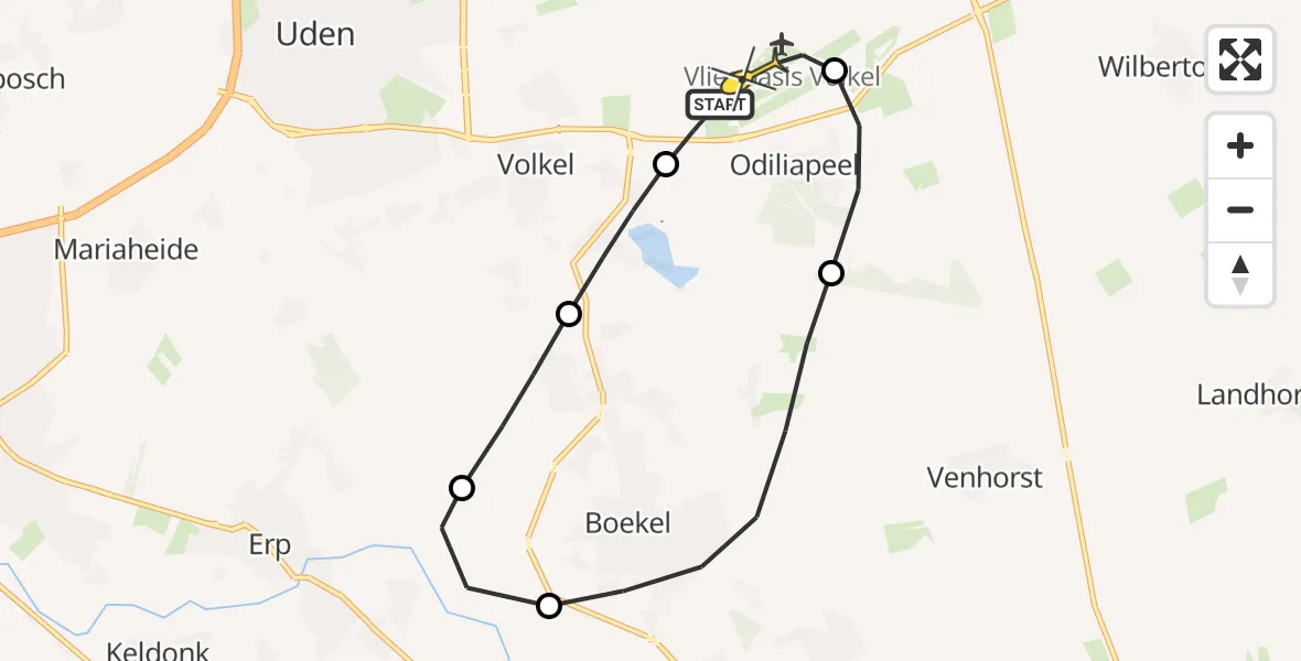 Routekaart van de vlucht: Lifeliner 3 naar Vliegbasis Volkel, Rechtestraat