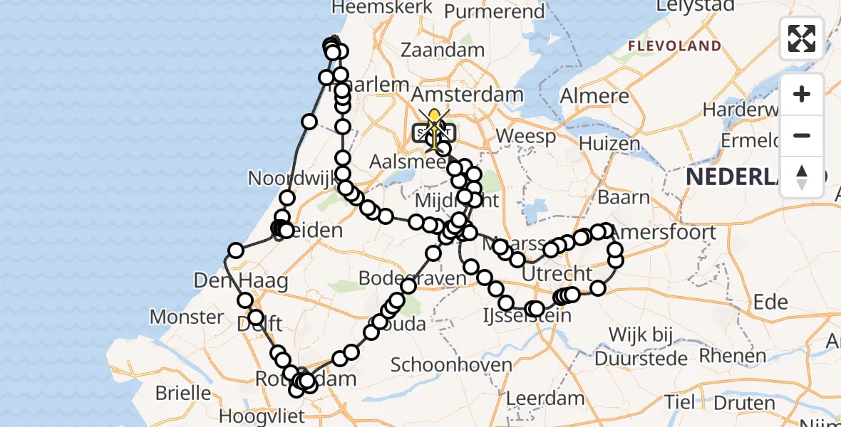 Routekaart van de vlucht: Politieheli naar Schiphol, Mr. Jac. Takkade