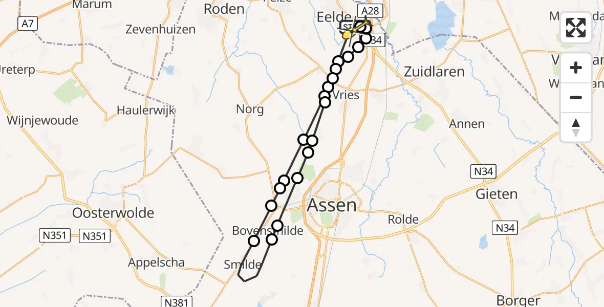 Routekaart van de vlucht: Lifeliner 4 naar Groningen Airport Eelde, Vissersweg