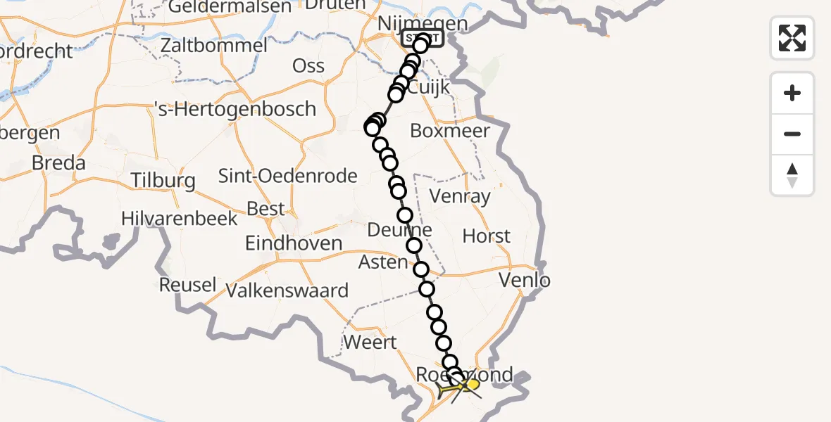 Routekaart van de vlucht: Lifeliner 3 naar Herten, Heyendaalseweg