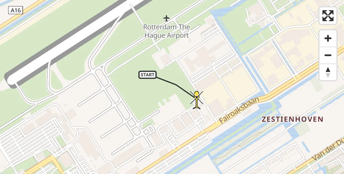 Routekaart van de vlucht: Lifeliner 2 naar Rotterdam The Hague Airport, Brandenburgbaan
