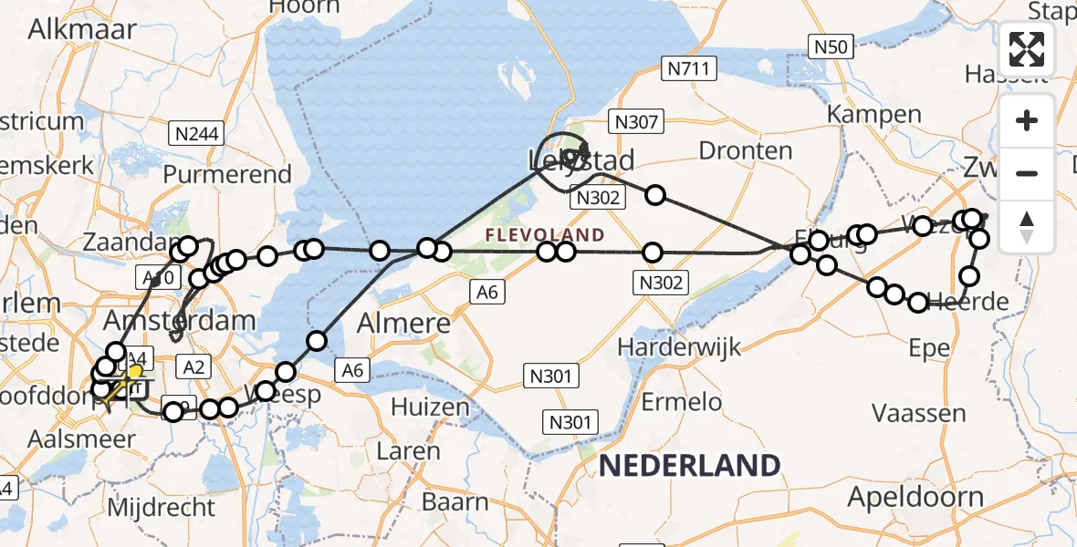 Routekaart van de vlucht: Politieheli naar Schiphol, Randweg D