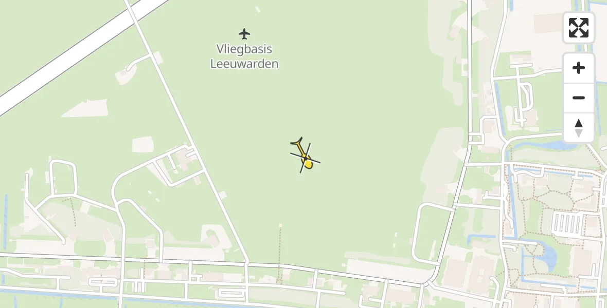 Routekaart van de vlucht: Ambulanceheli naar Vliegbasis Leeuwarden