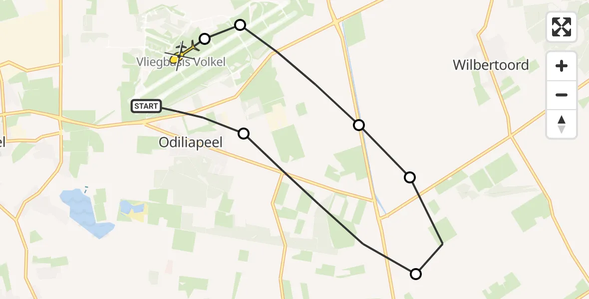 Routekaart van de vlucht: Lifeliner 3 naar Vliegbasis Volkel, Beukenlaan