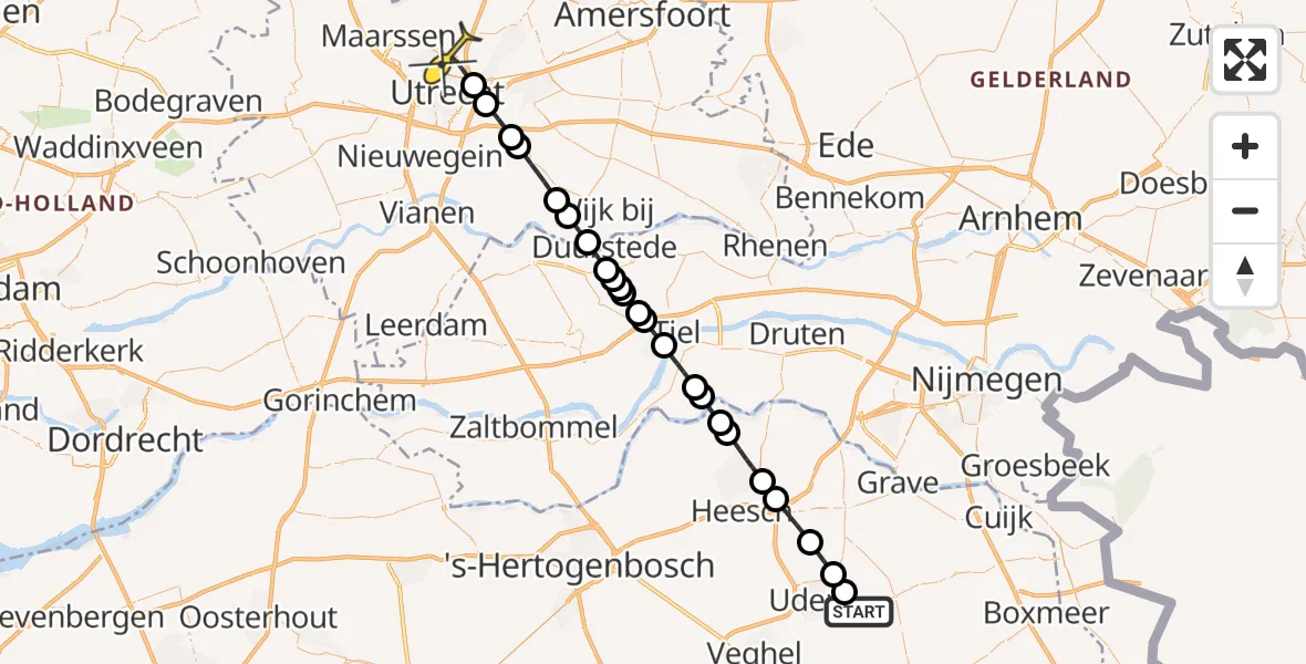 Routekaart van de vlucht: Lifeliner 3 naar Utrecht, Zeelandsedijk