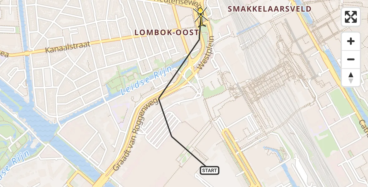 Routekaart van de vlucht: Lifeliner 1 naar Utrecht, Westplein